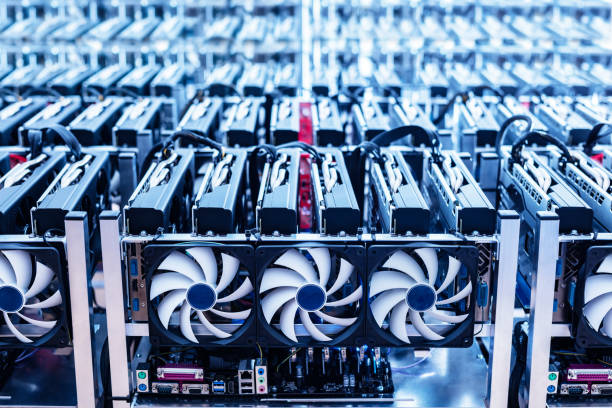 The image shows a crypto farm. Some GPUs working in a mining job