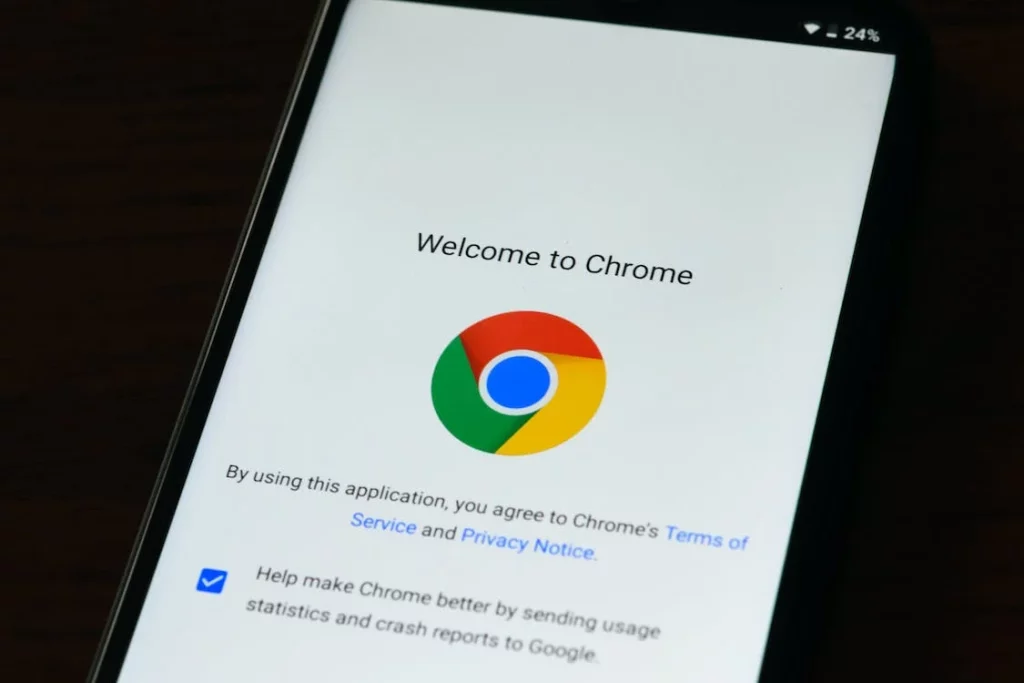 The image shows a Chrome web browser on a mobile phone