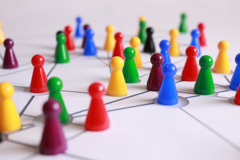 The image shows some plastic cones symbolizing users